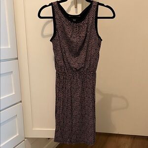 LOFT Black and Pink Midi Dress